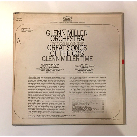 Glenn Miller Time Orchestra Great Songs of the 60's LP Vinyl 1965 Epic LN 24157 - Picture 2 of 8